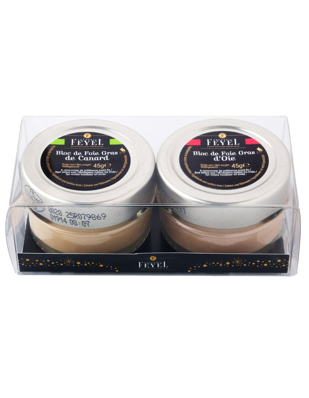 Duo Bloc de Foie Gras d'Oie et Bloc de Foie Gras de Canard 2x45g